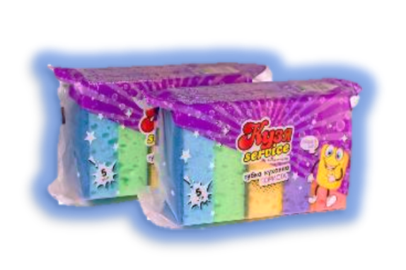 КУЗЯ SERVICE Губки господарські кухонні 100х70х45 мм (5 шт.уп.)